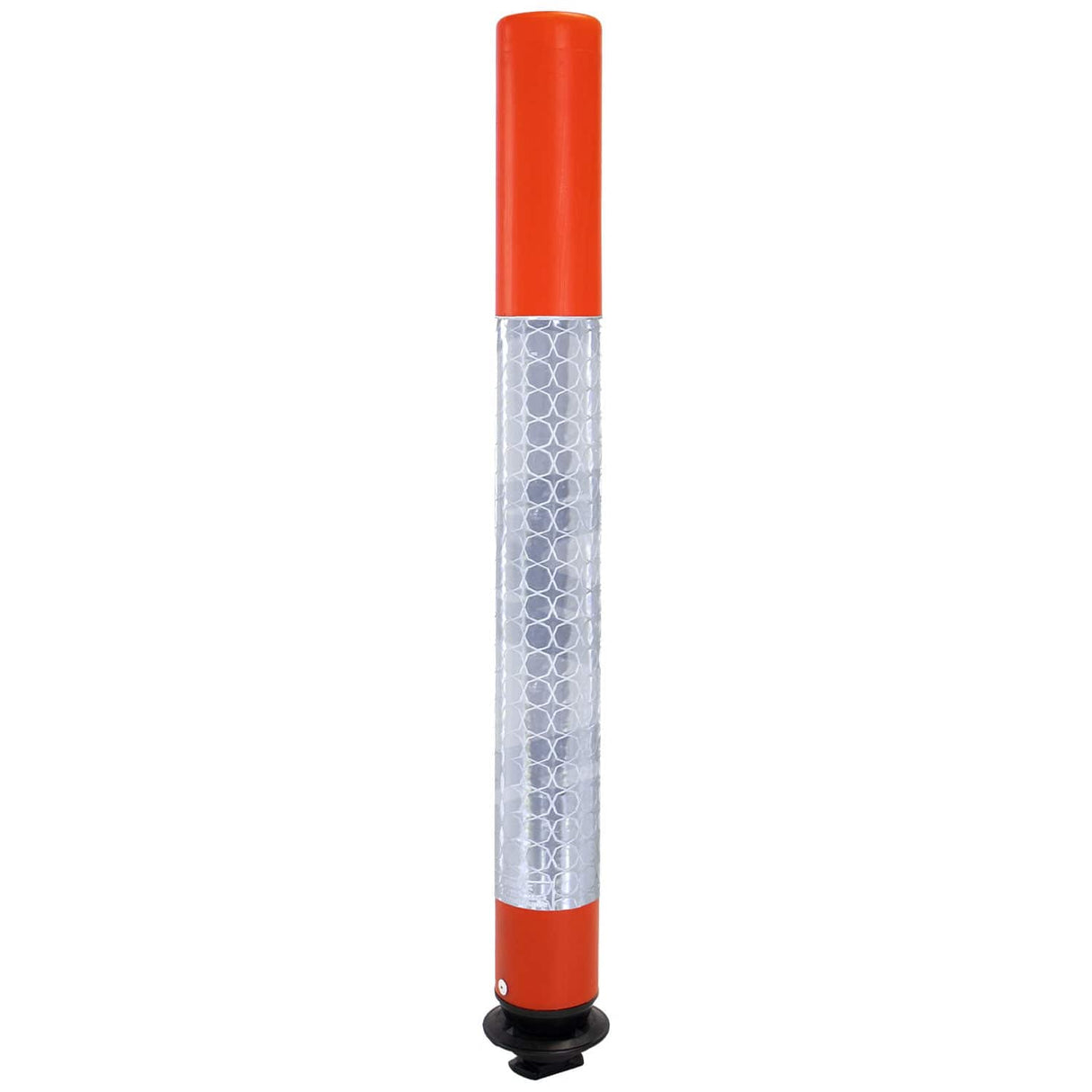 swinbac-cylinder-delineator-post-self-righting-melba-swintex-traffic-control-flexible-vehicle-impact-guidance-safety-reflective-highway-uv-resistant-plastic-bollard-pedestrian-starlux-bolt-down-bitumin-pad-adhesive-durable-heavy-duty