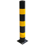 1200mm-high-visibility-safety-bollards-warehouse-industrial-traffic-forklift-bollard-crash-collision-prevention-impact-resistant-durable-galvanised-steel-black-yellow-pedestrian-equipment-perimeter-guards-reflective-heavy-duty