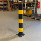 1200mm-high-visibility-safety-bollards-warehouse-industrial-traffic-forklift-bollard-crash-collision-prevention-impact-resistant-durable-galvanised-steel-black-yellow-pedestrian-equipment-perimeter-guards-reflective-heavy-duty