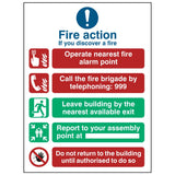 5-point-fire-action-if-you-discover-a-fire-sign-safety-extinguisher-signage-fire-evacuation-escape-hazard-identify-locate-instruct-alarm-prevention-regulations-compliance-gear-self-adhesive-rigid-PVC-foam-high-impact-polystyrene-photoluminescent-polycarbonate