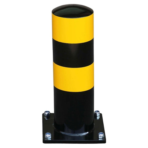 BLACK-BULL-HGV-parking-aid-bollard-truck-guidance-heavy-vehicle-parking-assistance-commercial-safety-marker-post-stopper-car-park-loading-bay-stopper-industrial-warehouse-curb-steel-galvanised-reflective