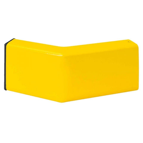 Black-bull-end-corner-section-45-degree-c-profile-impact-guard-upright-post-rails-indoor-outdoor-use-powder-coated-hot-dip-galvanised-yellow-high-visibility-steel-protection-safety-warehouse-industrial-barrier-beam-factories-parking-workplace-forklift-crash-bollard-commercial-depots-factories-hazard-modular
