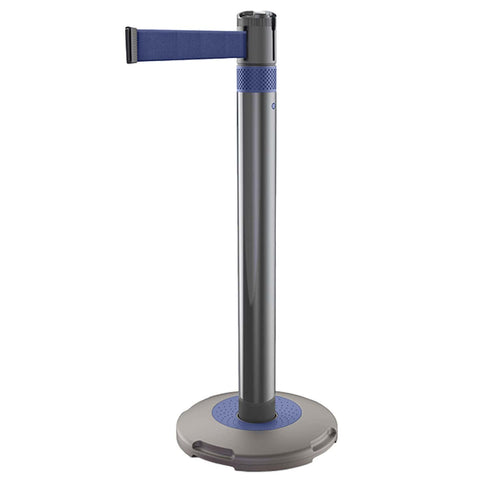 Skipper-TM-Q-retractable-barrier-queue-management-safety-barriers-airport-events-belt-tape-indoor-outdoor-post-base-purple-customisable-hospital-crowd-control-warehouse-banks-hotels-resteraunts-retraction-recycled-recyclable