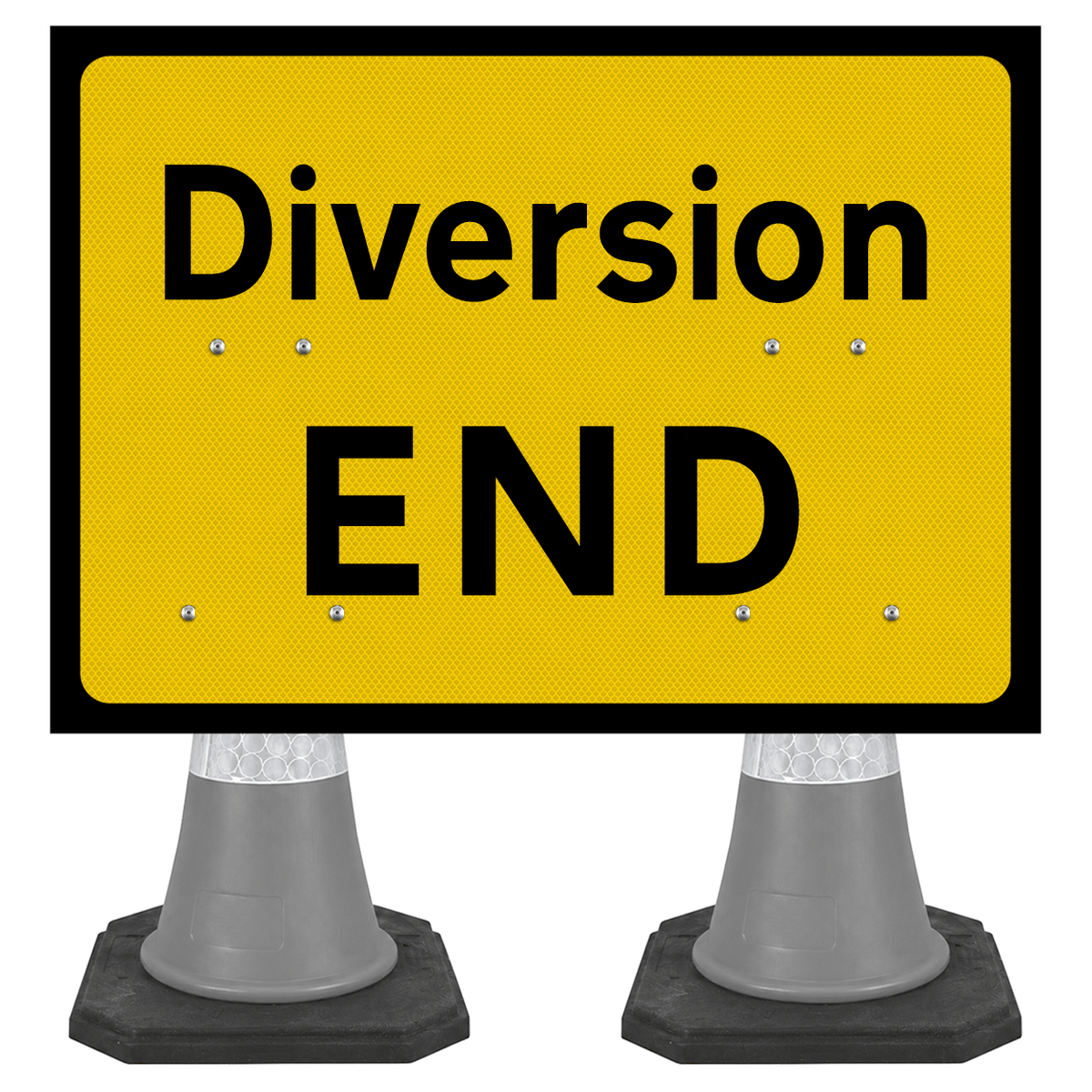 Diversion END 1050 x 750mm Cone Sign (Double Cone) 2702