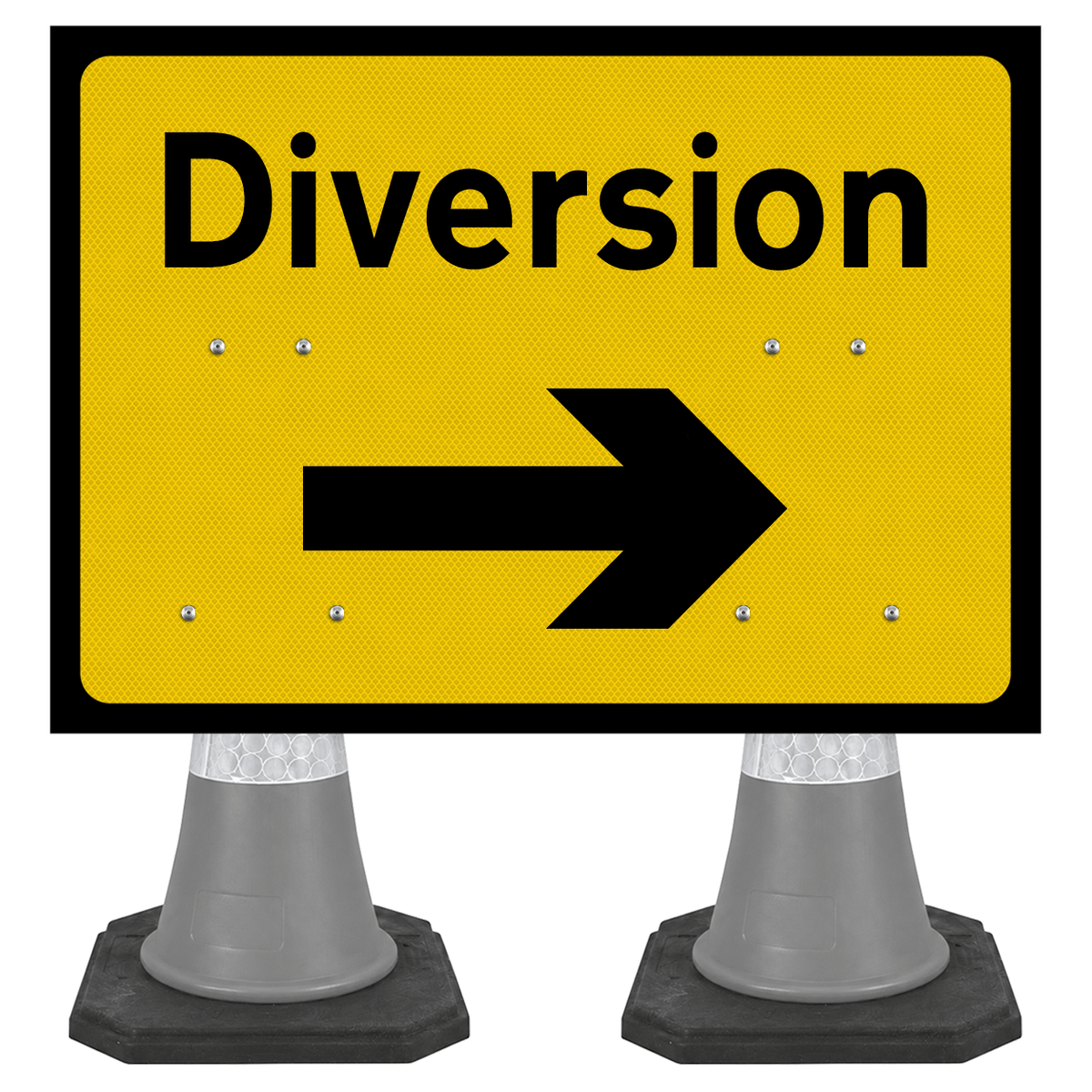 Diversion Right 1050x750mm Cone Sign (Double Cone) 2702a