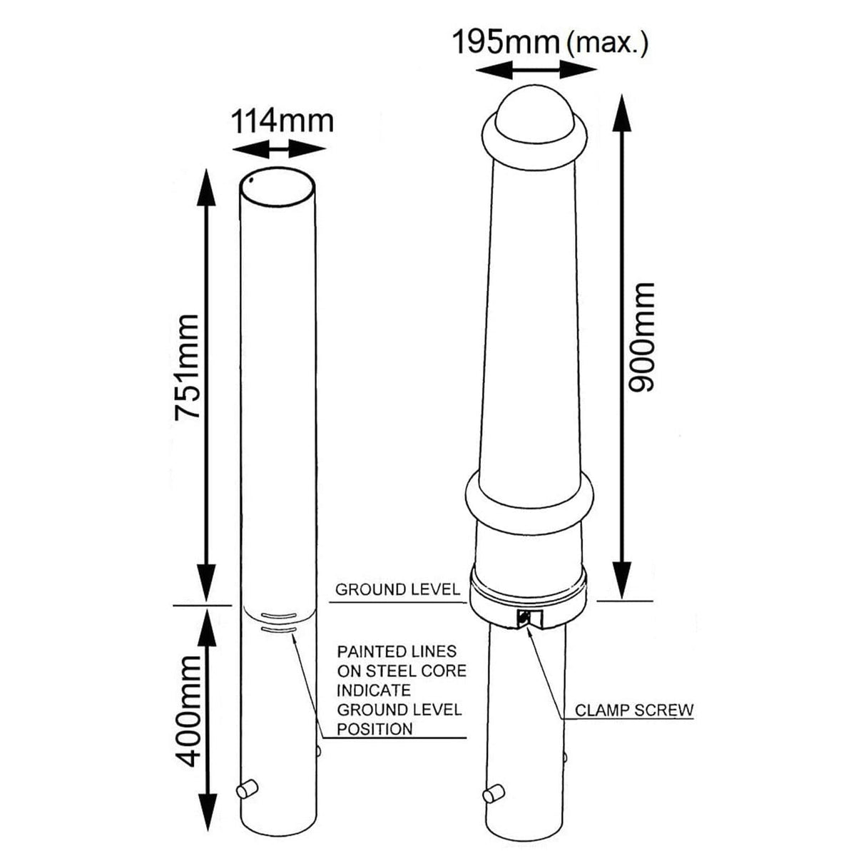 Steel Core Plastic Bollard