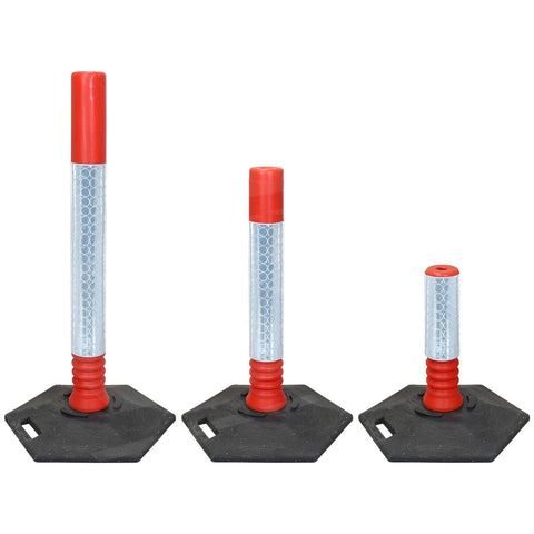 flexi-cylinder-defiance-base-delineator-post-self-righting-melba-swintex-traffic-control-flexible-vehicle-impact-guidance-safety-reflective-highway-uv-resistant-plastic-bollard-pedestrian-starlux-bolt-down-bitumin-pad-adhesive-durable-heavy-duty