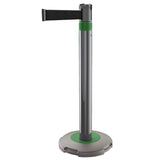 Skipper-TM-Q-retractable-barrier-queue-management-safety-barriers-airport-events-belt-tape-indoor-outdoor-post-base-purple-customisable-hospital-crowd-control-warehouse-banks-hotels-resteraunts-retraction-recycled-recyclable