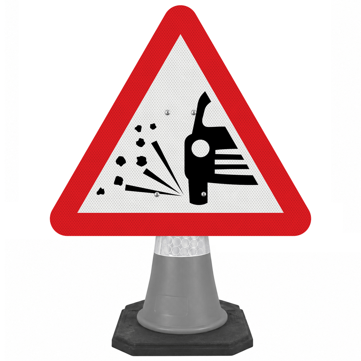 Loose Chippings on Road Ahead 750mm Triangle Cone Sign (Single Cone) 7009