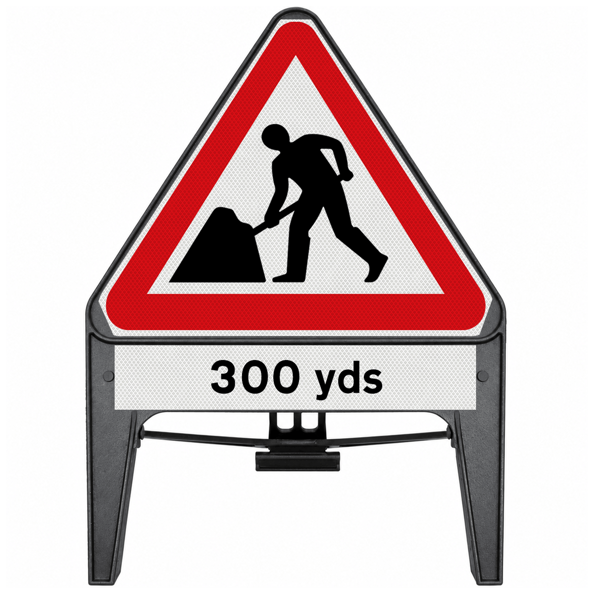 Men At Work with 300 yds Supplementary Plate 750mm Q-Sign 7001