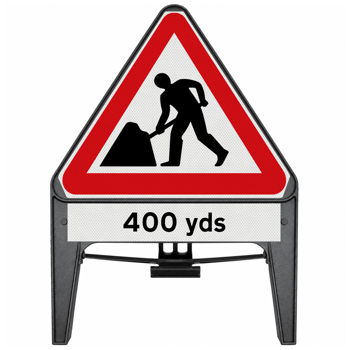 Men At Work with 400 yds Supplementary Plate 750mm Q-Sign 7001