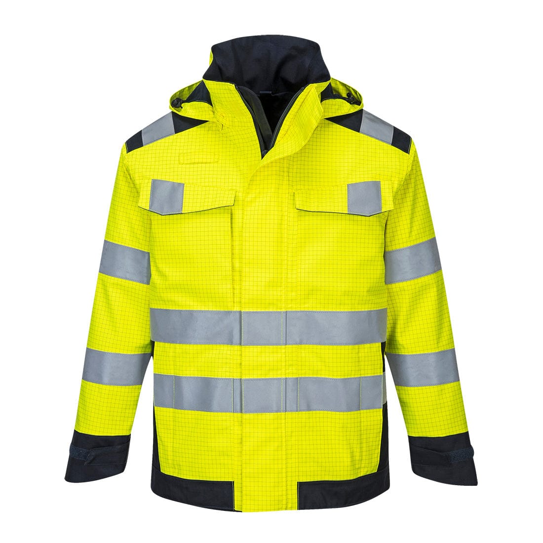 Portwest MV70 Waterproof Modaflame Rain+ Hi-Vis Multi-Norm Contrast FR Jacket