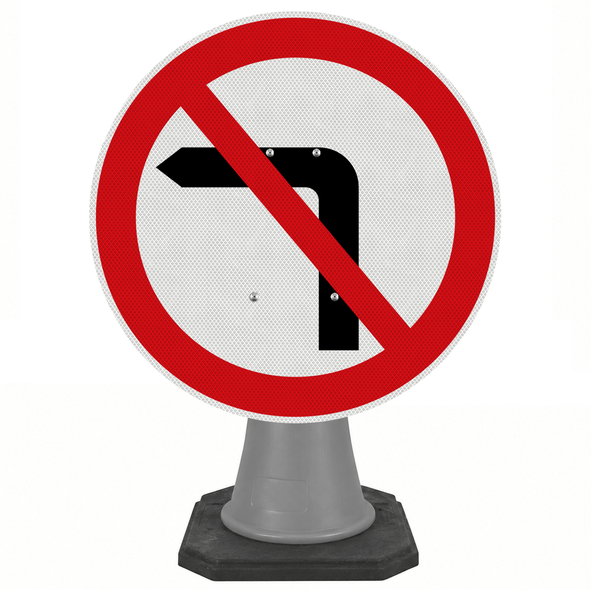 No Left Turn 750mm Circle Cone Sign (Single Cone) 613