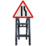 Road Narrows Left sign