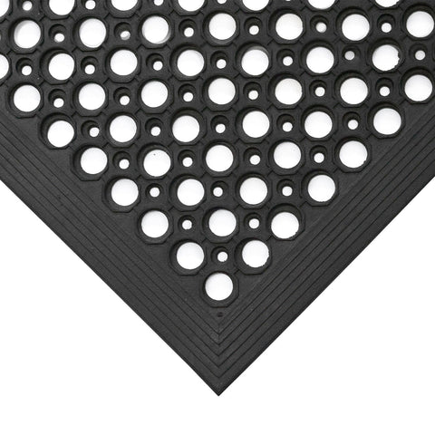 Rampmat-rubber-anti-fatigue-economical-slip-resistant-drainage-holes-hardwearing-durable-heavy-duty-workplace-industrial-wheeled-access-wheelchair-honeycomb-design-entry-level-doormat-black-industrial-catering