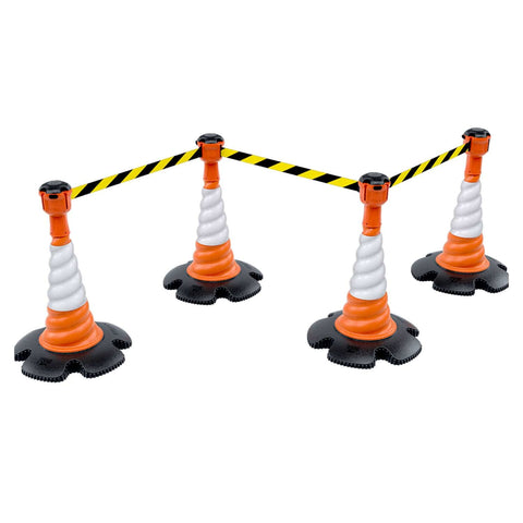 Retractable-barrier-cone-kit-Skipper-TM-traffic-safety-cone-retractable-tape-barrier-high-visibility-events-reflective-belt-portable-temporary-heavy-duty-prismatic-pvc-orange-warehouse