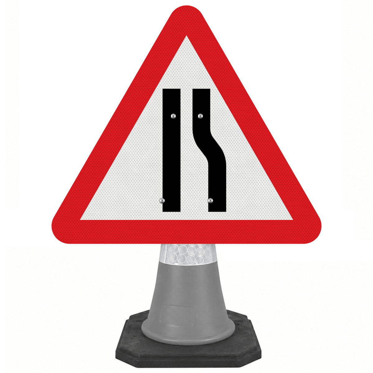 Road Narrows Right 750mm Triangle Cone Sign (Single Cone) 517