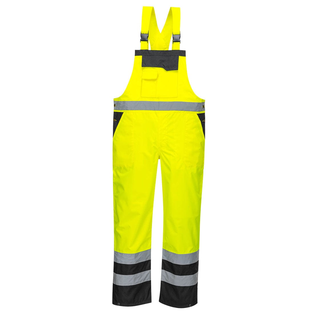 Portwest S488 Class 2 Waterproof Hi-Vis Breathable Contrast Rain Bib and Brace