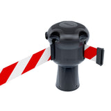 Skipper TM retractable 9 metre tape barrier system orange caution danger red green white blue yellow black reflective high visibility queue management traffic cone crowd flow control events safety belt roadworks guardrail security roadside restraint