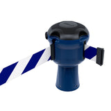 Skipper TM retractable 9 metre tape barrier system orange caution danger red green white blue yellow black reflective high visibility queue management traffic cone crowd flow control events safety belt roadworks guardrail security roadside restraint