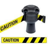 Skipper TM retractable 9 metre tape barrier system orange caution danger red green white blue yellow black reflective high visibility queue management traffic cone crowd flow control events safety belt roadworks guardrail security roadside restraint