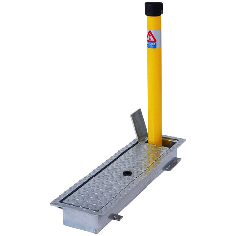 stealth-parking-post-ground-level-socket--galvanised-stainless-steel-powder-coated-folding-autopa-retractable-telescopic-bollard-security-bollards-traffic-management-removable-industrial-car-park-heavy-duty-urban-parking-lot-weather-resistant-durable-outdoor-integral-locks-lockable