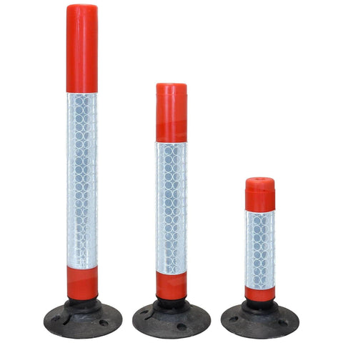 swinbac-cylinder-delineator-post-self-righting-melba-swintex-traffic-control-flexible-vehicle-impact-guidance-safety-reflective-highway-uv-resistant-plastic-bollard-pedestrian-starlux-bolt-down-bitumin-pad-adhesive-durable-heavy-duty