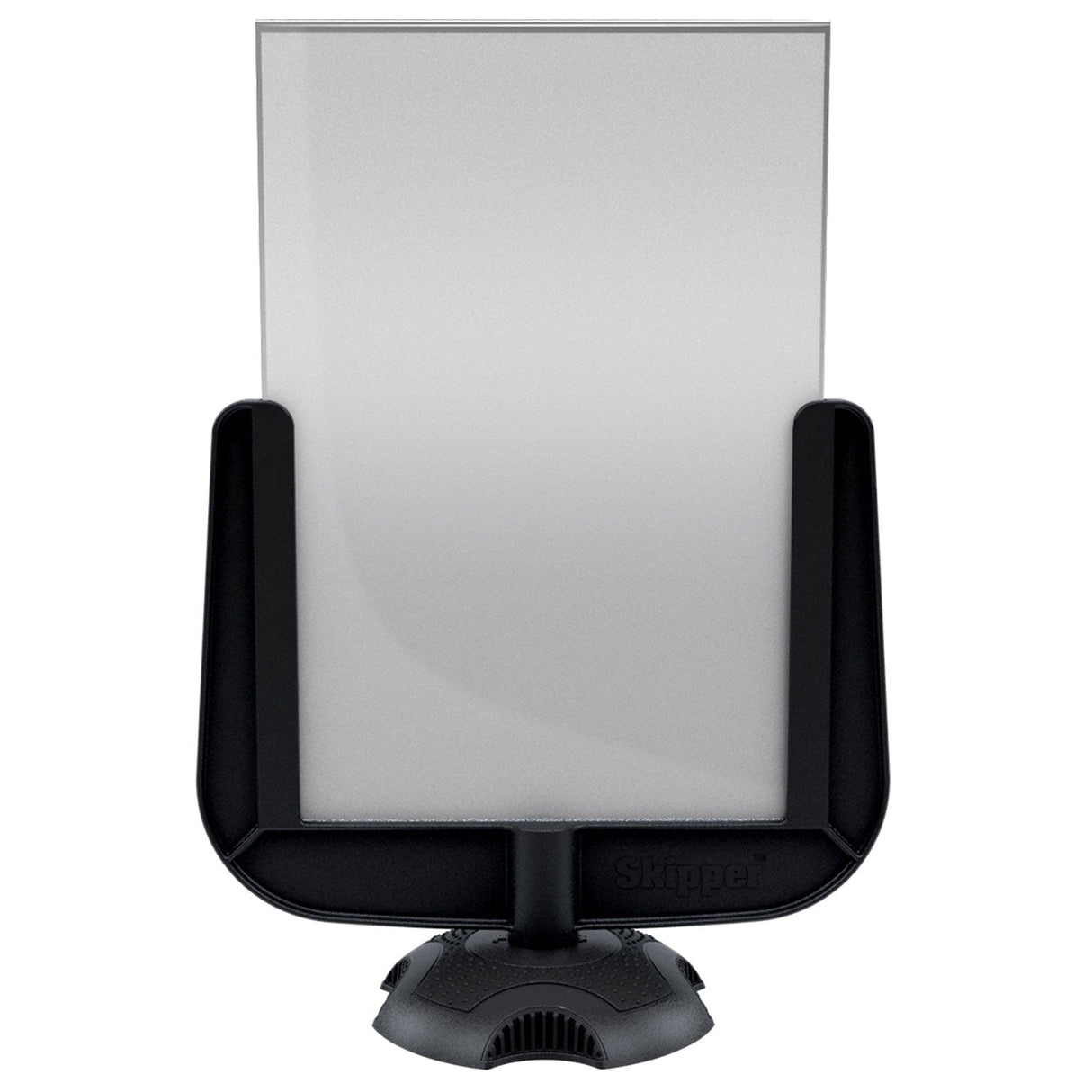 Skipper A4 sign holder on its stand, black frame with a blank polycarbonate sleeve