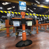 Skipper-TM-safety-equipment-dispenser-PPE-personal-protective-equipment-safety-gear-supply-dispensing-bucket-ear-plugs-glasses-nair-nets-shoe-covers-airports-warehouse-labs-retractable-barrier-scaffolding