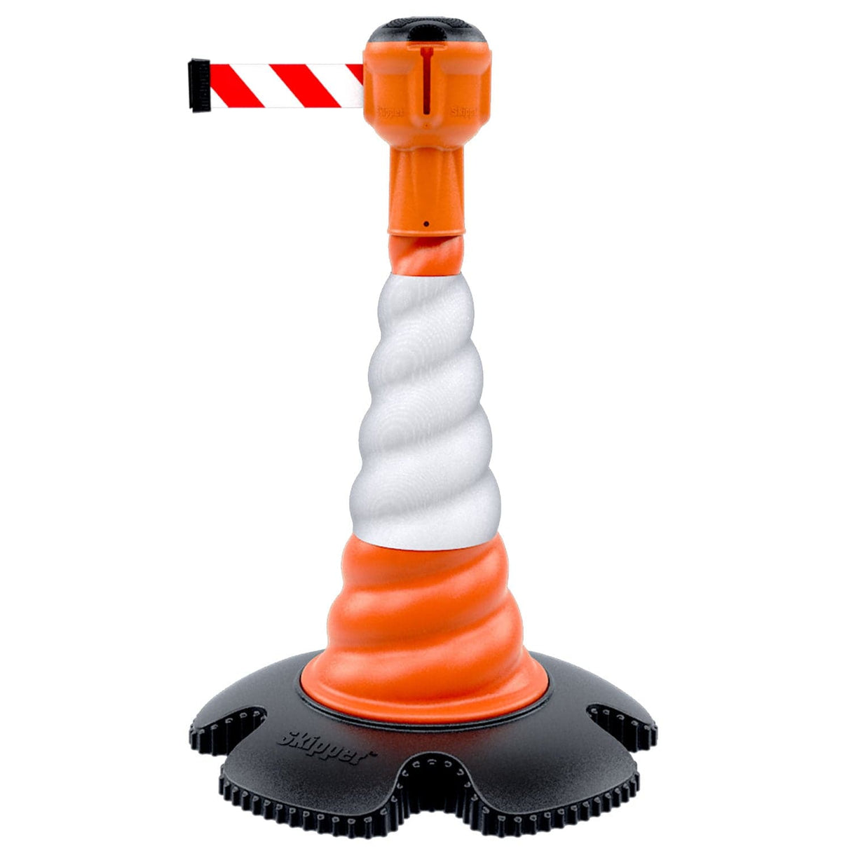 Skipper-TM-traffic-safety-cone-retractable-tape-barrier-high-visibility-events-reflective-belt-portable-temporary-heavy-duty-prismatic-pvc-orange-warehouse-road-wind-resistance