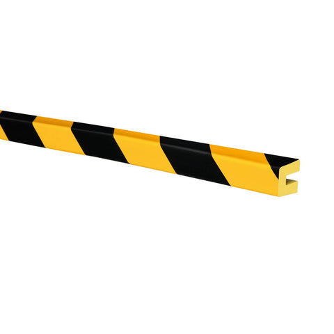 TRAFFIC-LINE Push-Fit Protection 1,000mm Lengths - Yellow/Black provides safety cushioning and visual warning for internal and external machinery, racking, conveyors, vehicles, mobile trolleys, corners, columns, girders, production areas, transfer routes, hospitals, and laboratories
