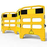 Yellow-buzz-handigard-utility-barrier,-safety-and-construction-work-zone-barrier-caution-tape-and-protective-traffic-hazard-management-man-hole-roadworks-event-pedestrian-individual-panel-hazard-reflective-black-hinge-danger
