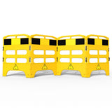 Yellow-buzz-handigard-utility-barrier,-safety-and-construction-work-zone-barrier-caution-tape-and-protective-traffic-hazard-management-man-hole-roadworks-event-pedestrian-individual-panel-hazard-reflective-black-hinge-danger