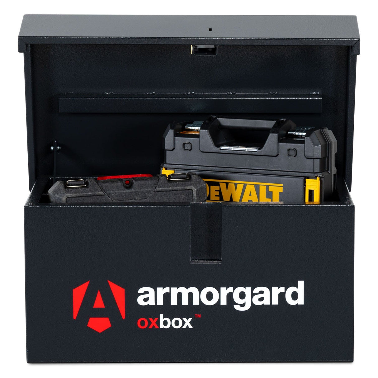 armorgard-oxbox-ox5-site-VAN-truck-chest-box-vault-box-secure-safe-security-lockable-weatherproof-tools-industrial-heavy-duty-gas-strut-robust-tough-steel-bolt-down-5-lever-deadlocks-steel-powder-coated