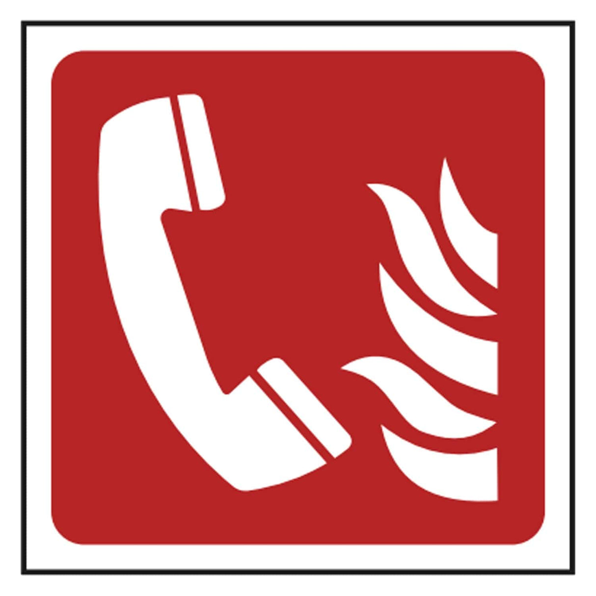 Fire Emergency Telephone sign - red pictogram with white telephone handset and flame symbol