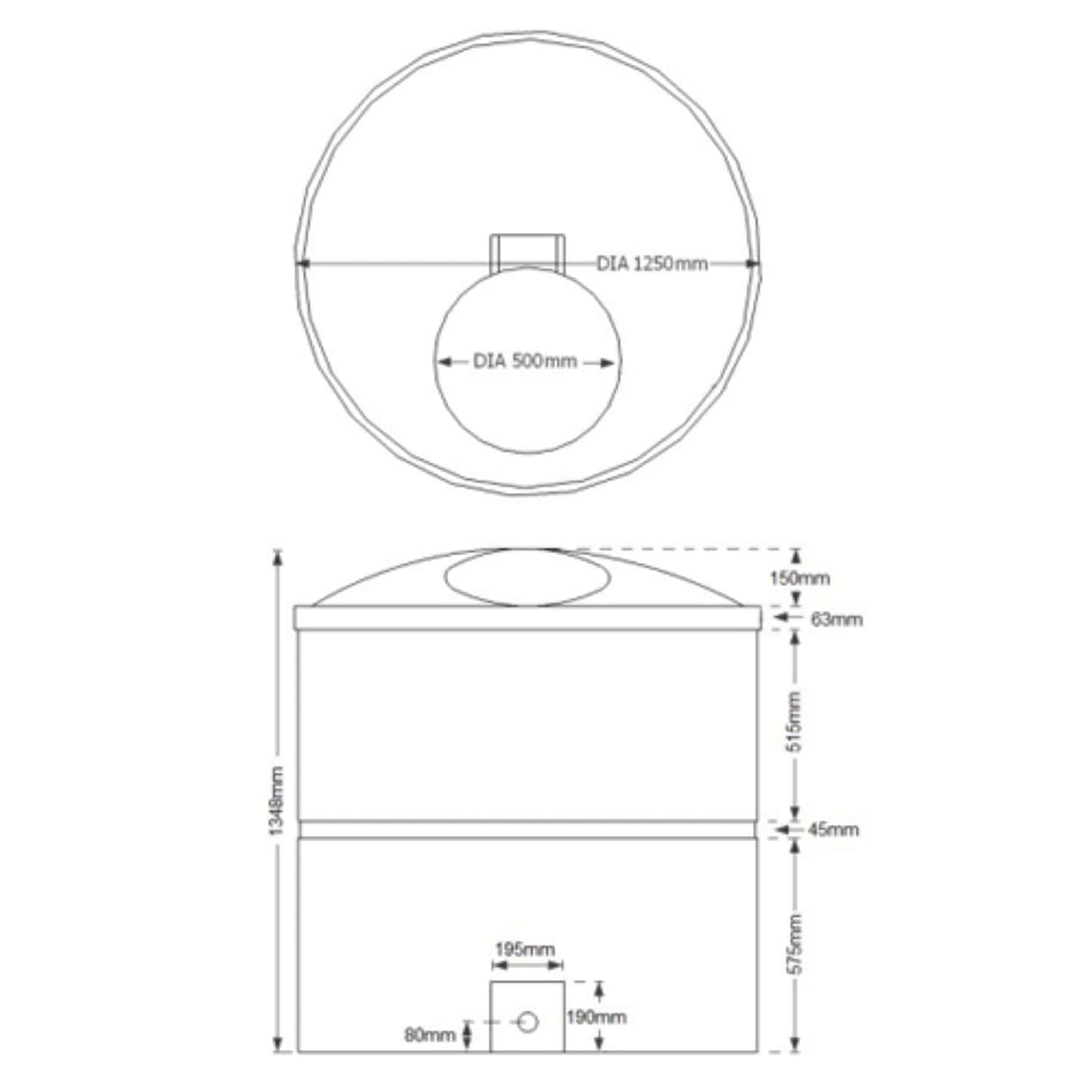 Black Cylindrical Water Storage Tank