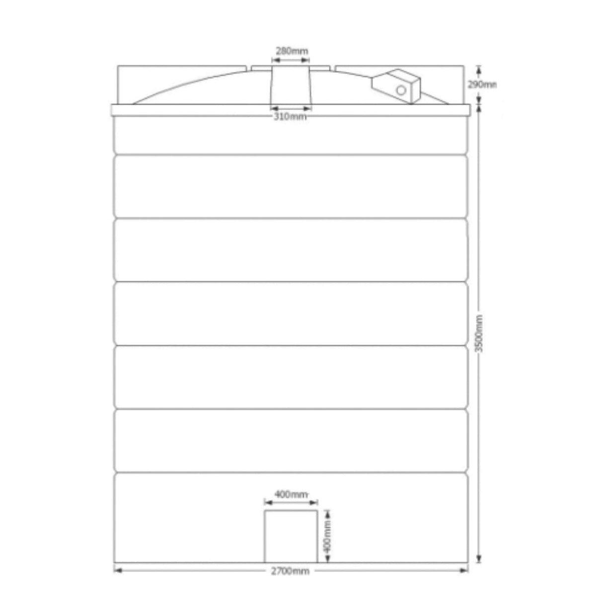 Non-Potable Cylindrical Storage Water Tank