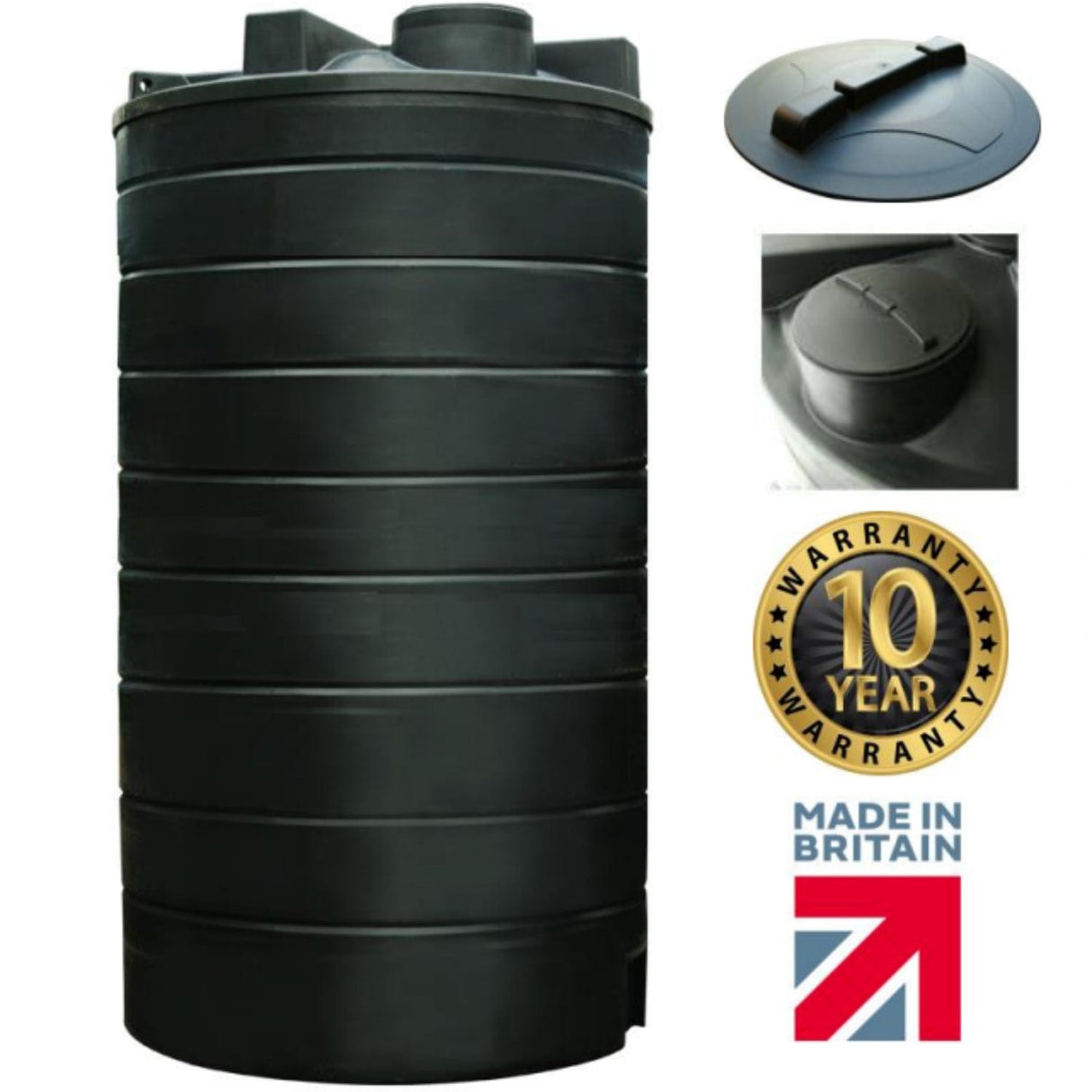 Black Cylindrical Storage Water Tank