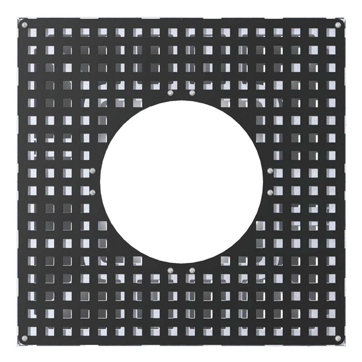 square galvanised steel tree grille with a circular