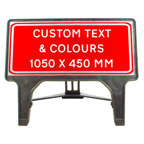 1050-X-450-Custom-Text Melba Swintex Plastic Q Sign in Red and White for Constrction, Traffic Management road and utility works