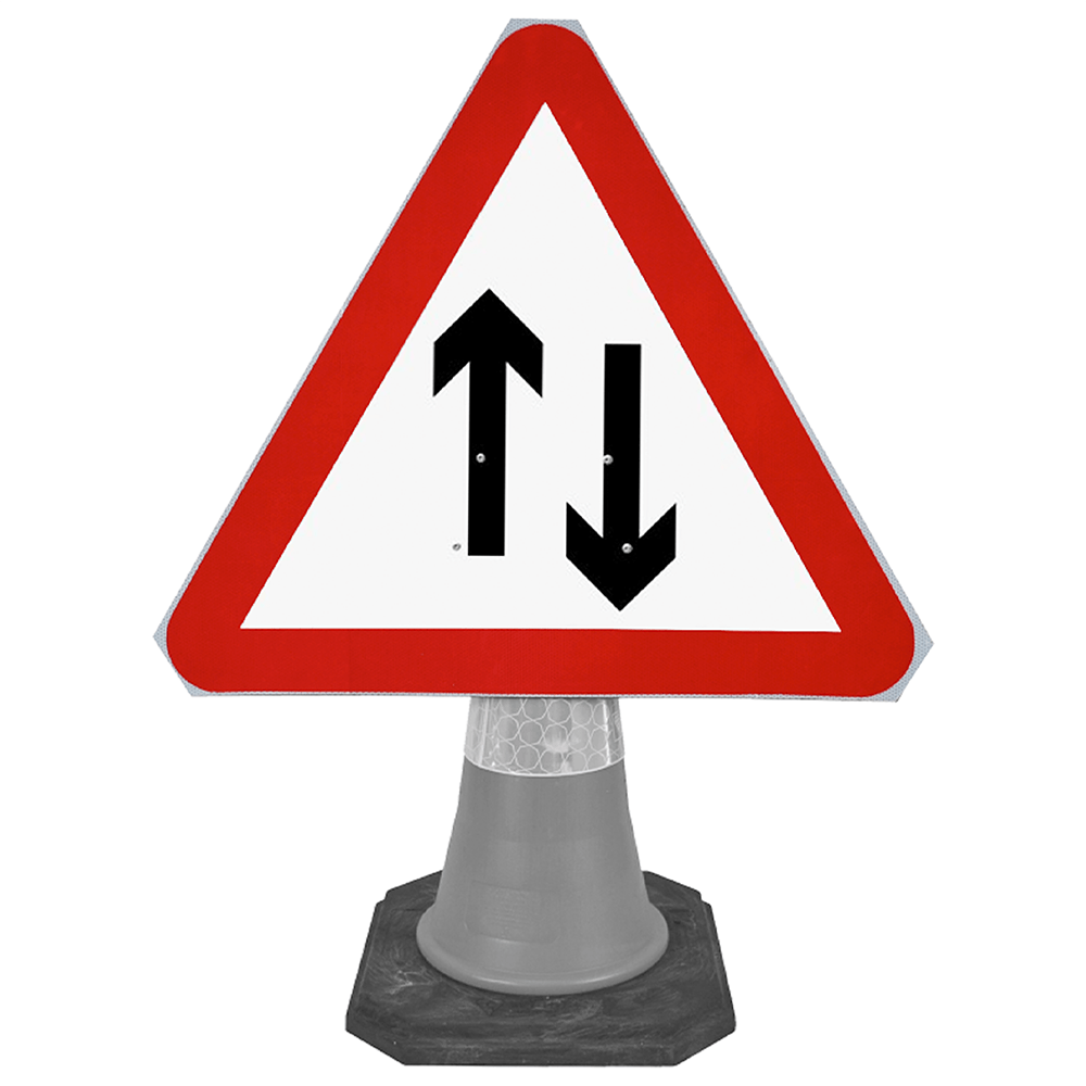 traffic-cone-road-mounted-signs-signage-warning-symbols-caution-directional-constuction-hazard-roadway-motorway-custom-roadwork-heavy-duty-reflective-caution-site-pedestrian-safety-plastic-portable-stackable-highway-uk