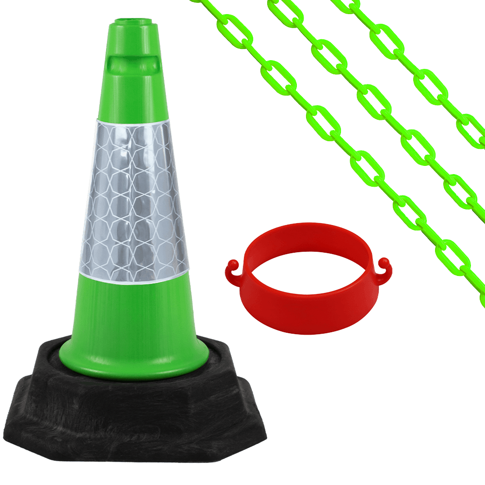 Cone Chain Barrier Kit Road cones Chain holders Chains Traffic control equipment Safety barriers Crowd control barriers Road safety products Construction site equipment Barrier systems