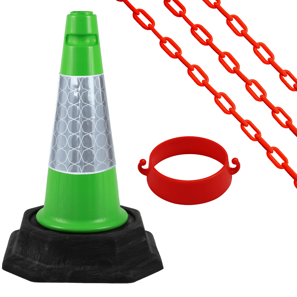 Cone Chain Barrier Kit Road cones Chain holders Chains Traffic control equipment Safety barriers Crowd control barriers Road safety products Construction site equipment Barrier systems