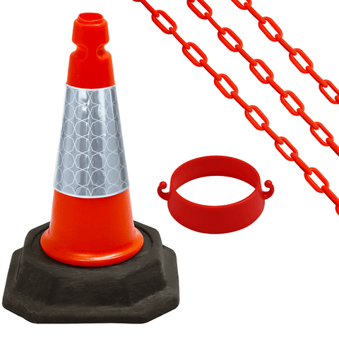 Cone Chain Barrier Kit Road cones Chain holders Chains Traffic control equipment Safety barriers Crowd control barriers Road safety products Construction site equipment Barrier systems