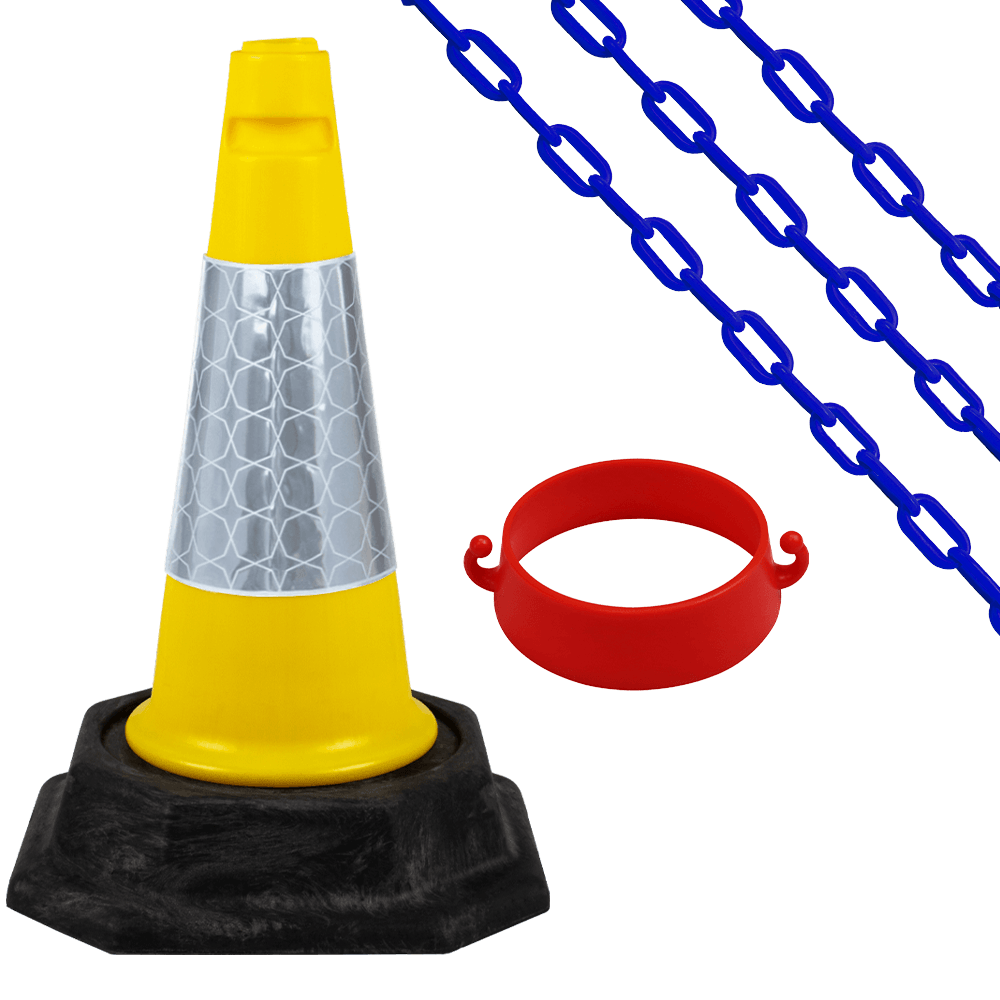 Cone Chain Barrier Kit Road cones Chain holders Chains Traffic control equipment Safety barriers Crowd control barriers Road safety products Construction site equipment Barrier systems