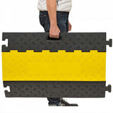 5-channel-Cable-protection-hose-ramp-channel-yellow-and-black-heavy-duty-outdoor-rubber-durable-industrial-flexible-roadworks-safety--middle-section-piece