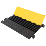 5-channel-Cable-protection-hose-ramp-channel-yellow-and-black-heavy-duty-outdoor-rubber-durable-industrial-flexible-roadworks-safety--middle-section-piece