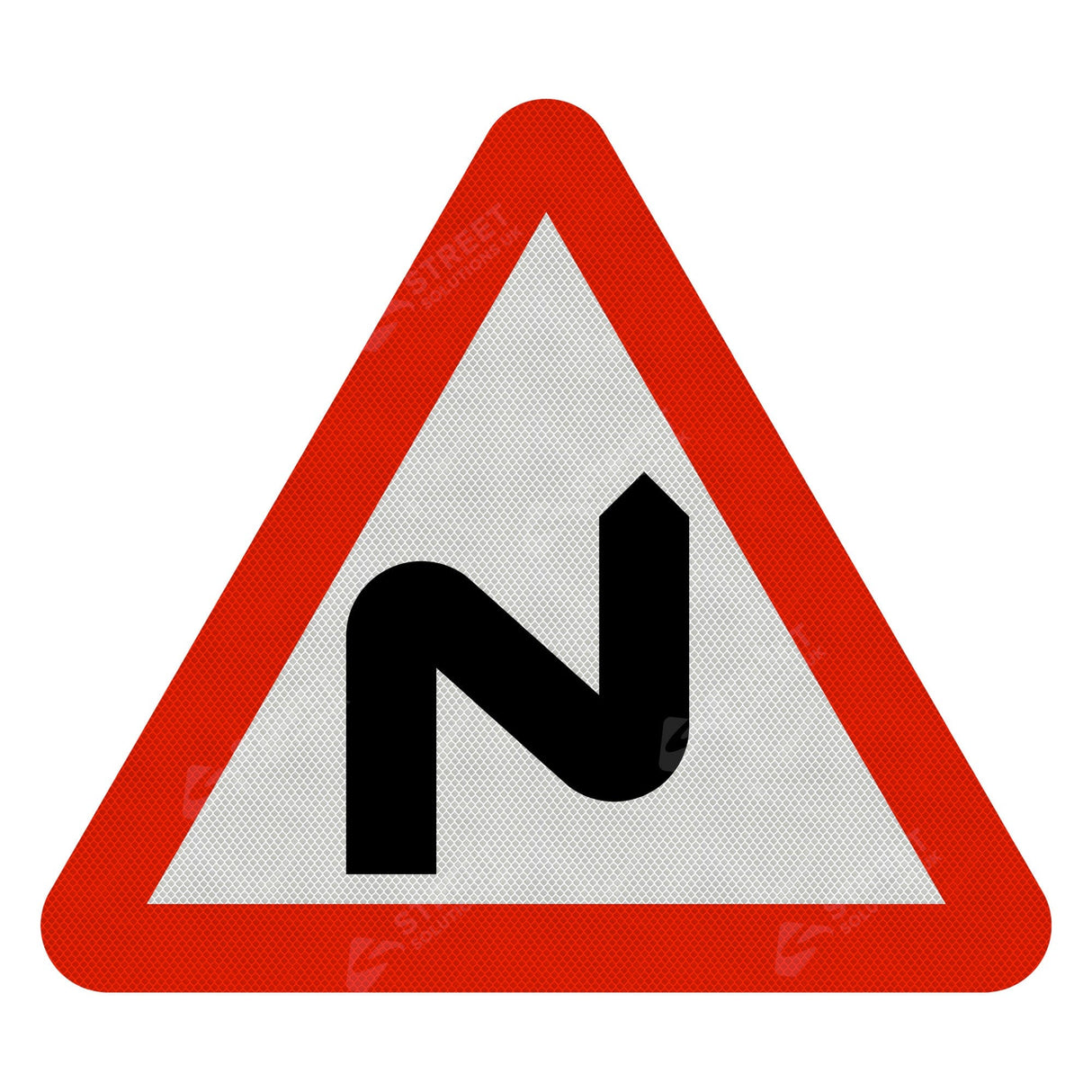 Double Bend Right Sign Face