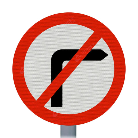 612 Turning Right Prohibited Sign Face | Post & Wall Mounted