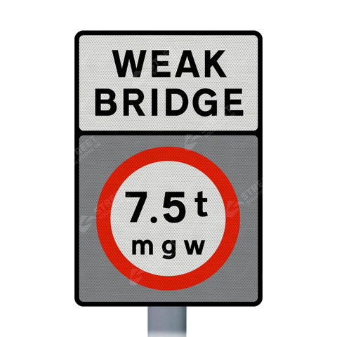 626-2a Vehicles exceeding 7.5t prohibited from crossing the bridge Sign Face | Post & Wall Mounted road street highway signage public and private
